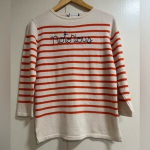 LINGA FRANCA Striped Cream and Orange Sweater